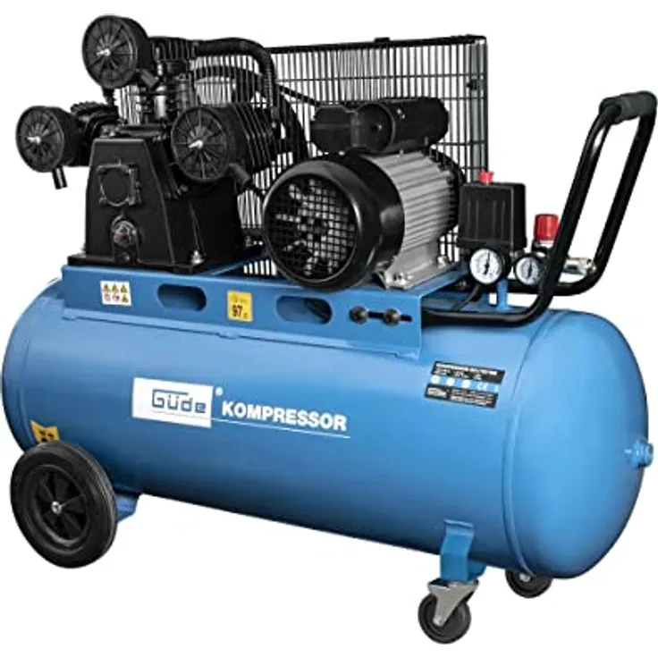 Güde 3-Zylinder Druckluft Kompressor, Druckluftkompressor, Luftkompressor, 551-10-100, 100 l Kessel, 10 Bar, 230 V, 2,2 kW