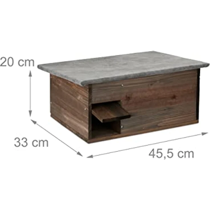Relaxdays Igelhaus, Igelbau mit Boden, Rattenklappe & Labyrintheingang, Holz, Igelhütte, HxBxT: 20 x 45,5 x 33 cm, braun - Preisvergleich – Bild 4