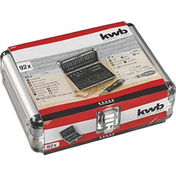 kwb Power Bit-Box 92-tlg – inkl. Bits, Bithalter mit Dauermagnet, langer Bithalter Sechskant-Schaft und Ratschen-Handgriff in stabilem Metallkoffer – Bild 2