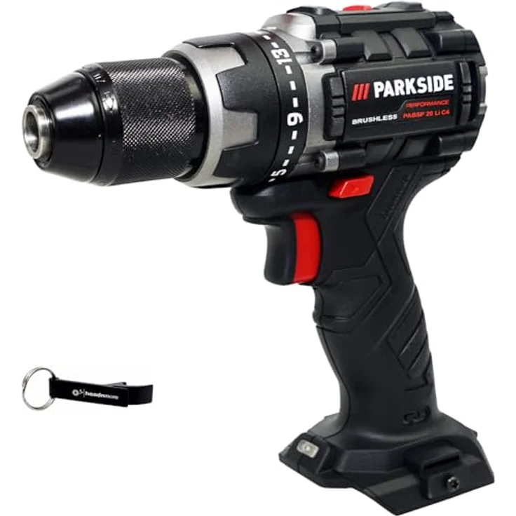 PARKSIDE PERFORMANCE® 20V Akku Bohrschrauber PABSP 20, bürstenloser Motor, 2-Gang-Getriebe, 21 Drehmomentstufen, ohne Akku, im HEADNMORE® Bundle mit Schlüsselanhänger – Bild 1