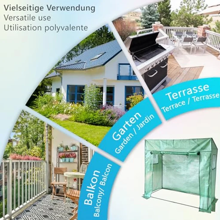 NYVI Foliengewächshaus NYVIGreen 150x100x50 cm - Winterfestes Gewächshaus für Pflanzen und Gemüse - Lichtdurchlässig, atmungsaktiv, stabil - Grün – Bild 4