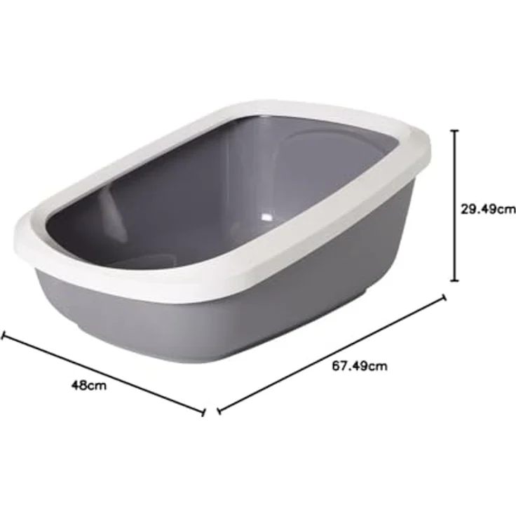 Katzentoilette mit Rand "ASEO JUMBO" grau / weiß 67,5 x 48,5 x 28 cm – Bild 3