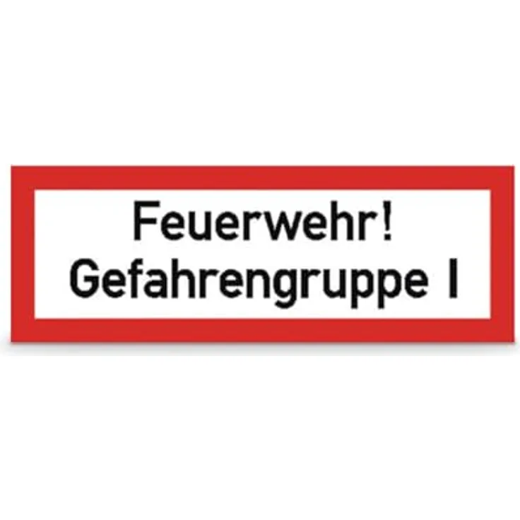 Betriebsausstattung24 Hinweisschild "Feuerwehr! Gefahrengruppe I", Aluminium geprägt, 29,7 x 10,5 cm, für Innen- und Außenbereich, DIN 4066 (D1)