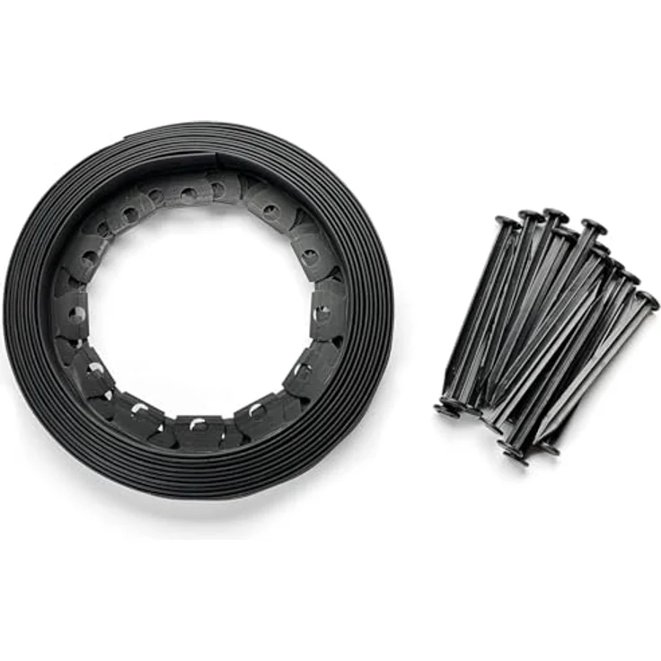 WDB Flexible Rasenkante, 20m lange Kunststoffeinfassung, 4cm hoch, schwarz RAL 9005, inkl. 40 Befestigungsnägel – Bild 3