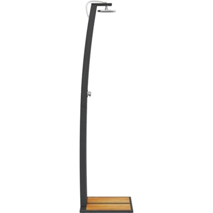 vidaXL Gartendusche aus Poly Rattan, stabil mit Akazienholz-Boden, schwarz – Bild 6