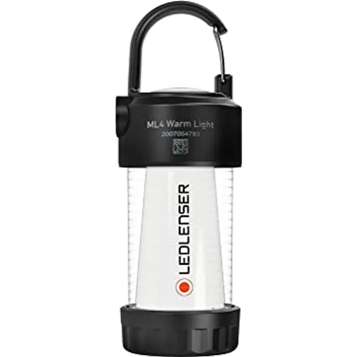 Ledlenser ML4 Warm Light LED Laterne, aufladbar 14500 Akku, 300 Lumen, blendfrei (patentiert), bis 40h Laufzeit, Rotlicht, 1xAA Batteriebetrieb möglich, Karabiner, Outdoor, Camping