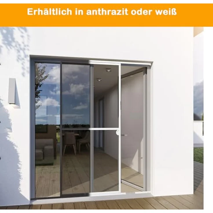 Yoursol Alu Insektenschutz Schiebetür 120 x 240 cm, Fiberglasgewebe UV-beständig, weiß oder grau für Balkon und Terrassen – Bild 6