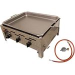 BSR-Grillen 3-flammiger Profi Gasgrill aus Edelstahl, stufenlos regelbar, Gasbräter, Gastrogrill, Gastrobräter mit Gasschlauch und Druckminderer (11 kW | Grillpfanne Stahl)