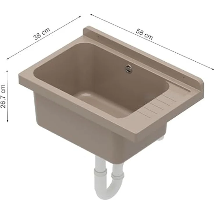 QLS Küchenspüle SELVA, Kunststoff-Spülbecken, 58x38 cm Ausgussbecken, ideal für Garten Garage Werkstatt - Preisvergleich – Bild 5