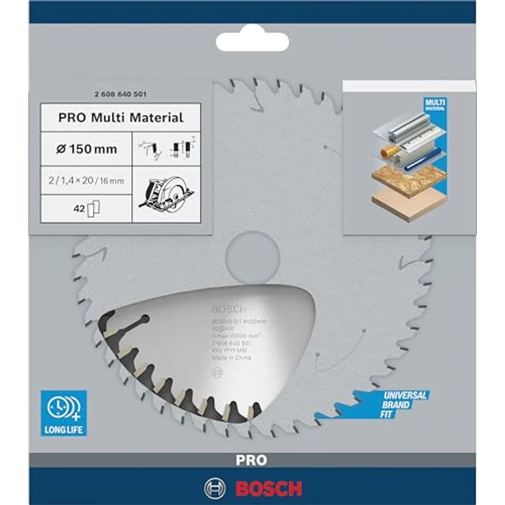 Bosch Professional Zubehör 2608640501 Kreissägeblatt Multi Material 150 x 20-16 x 2,0 mm, 42 – Bild 2