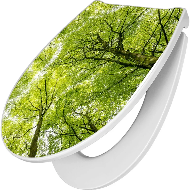 Banjado Premium Toilettendeckel mit Absenkautomatik und Hygienischem Duroplast, Motiv Zwischen Bäumen, 38,4x45x4,2cm