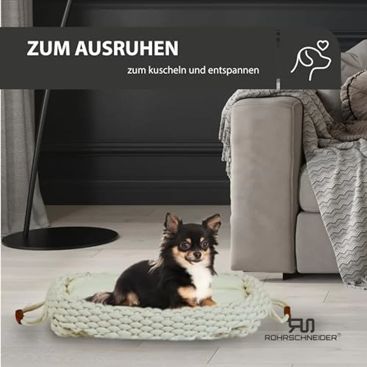 Rohrschneider Flauschiges Katzen- und Hundebett | Weiches Tierbett für Katzen und Hunde | Gemütlicher Schlafplatz für Haustiere | wollweiß mit Gassibeutel (Gr. S wollweiß) – Bild 5