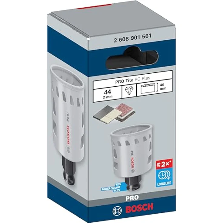 Bosch 1x PRO Tile Power Change Plus Lochsäge (für Hard Ceramic Tiles, Soft Ceramic Tiles, Ø 44 mm, Professional Zubehör Bohrmaschine/Schrauber, Schlagbohrer/Schrauber) – Bild 2
