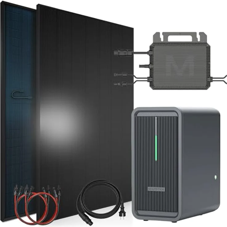 SUNNIVA® 920W Balkonkraftwerk, PV Komplettset mit 2x 460W Bifacial N-Type Modulen, 2,24 kWh Speicher Marstek B2500-D, Plug & Play Steckdose, FULLBLACK – Bild 1