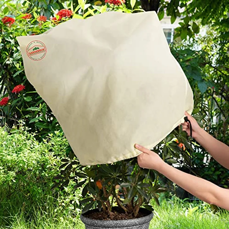 Gardebruk Kübelpflanzensack Reißverschluss Garten Frostschutzhaube Winterschutzhaube Pflanzenschutzhaube Frostschutzvlies Beige versch. Größen – Bild 7