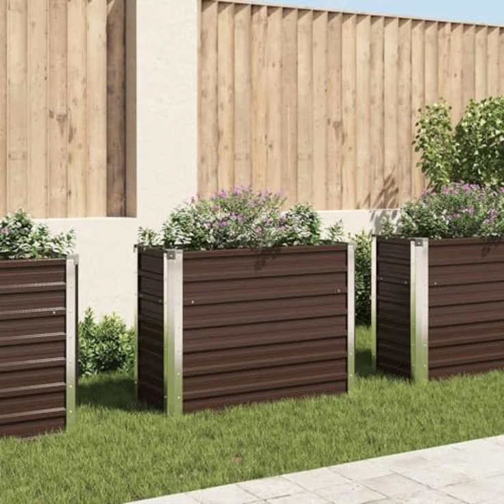 vidaXL Garten-Hochbeet Braun 100 x 40 x 77 cm Verzinkter Stahl – Bild 3