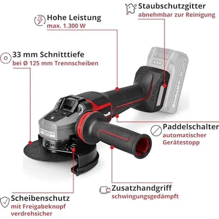 Einhell Professional Akku-Winkelschleifer TP-AG 18/125-13 Q P BL-Solo, bürstenlos mit 10.000 U/min und Paddelschalter für maximale Sicherheit – Bild 3