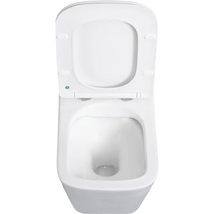 sanicomfort Hänge WC Set Aliki Square, spülrandloses Wand-WC Tiefspüler aus hochwertiger Sanitärkeramik in Weiß, kompakt mit Soft-Close WC-Sitz – Bild 5