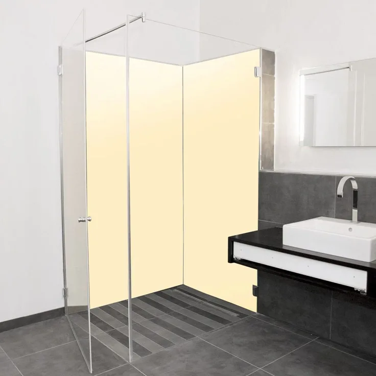 AYLO Duschrückwand, für Ecken mit Top Glas Oberfläche, Beige, lichtundurchsichtig & kratzfest