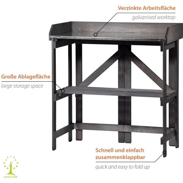 Dobar Hochbeet Pflanztisch, robustes Massivholz in Anthrazit, wetterfest imprägniert, FSC-zertifiziert – Bild 3