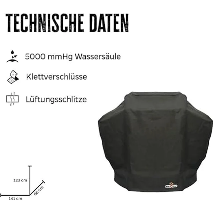 Grillfürst Grill Abdeckhaube 141 x 66 x 119 cm, wetterfest und wasserdicht für Gasgrills wie Broil King Monarch und Napoleon Rogue R425 – Bild 2