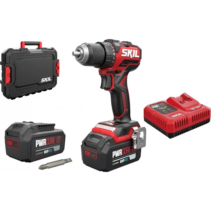 SKIL Akku-Bohrschrauber Skil 20V Akku-Bohrschrauber 3065 HB 2x4.0Ah Koffer, 20 V, (Set) - Bürstenloser Motor, Kompakt & Leicht, 17 Drehmomenteinstellungen