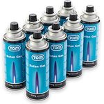 TOM Butangas Kartuschen CG-227, 8 x, 12 x oder 28 x mit MSF-1A Bajonett Ventil, ideal für Campingkocher und Unkrautbrenner