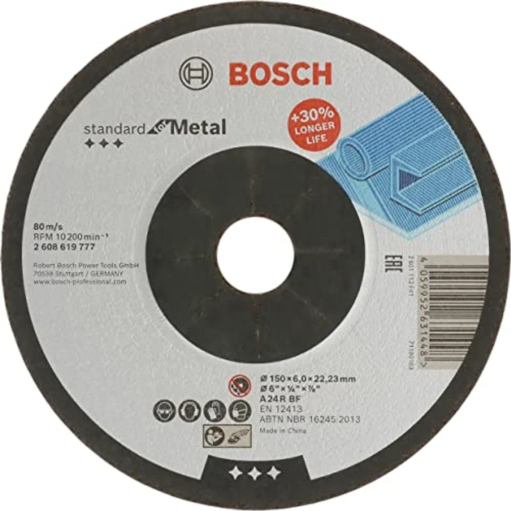 Bosch Professional 1x Standard for Metal Schleifscheibe, Ø 150 x 6 x 22,23 mm, gekröpft, Aluminiumoxid, Zubehör für Winkelschleifer – Bild 1