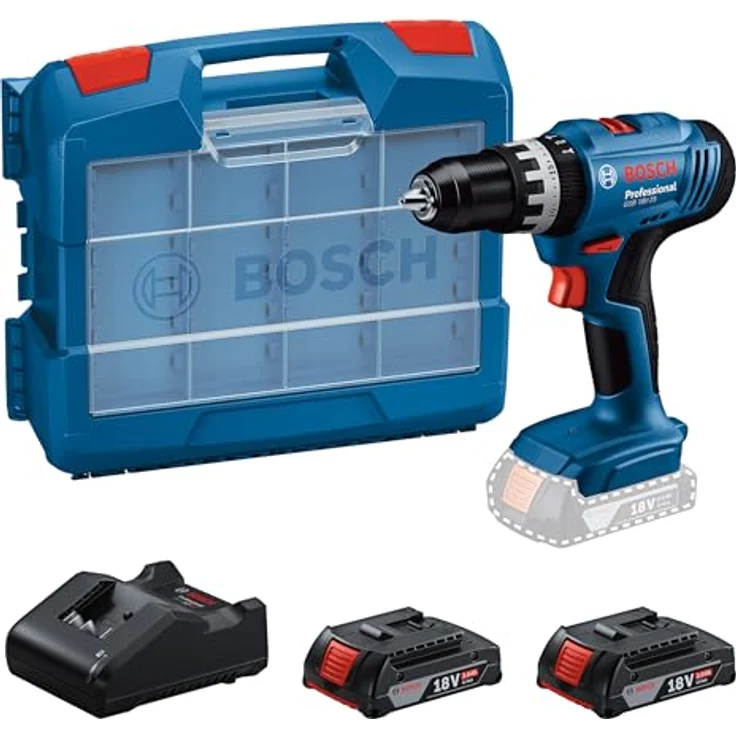 Bosch Professional GSB 18V-25, Akku-Schlagbohrschauber mit 2x 2 Ah Akku und Ladegerät, vielseitig einsetzbar für Holz, Mauerwerk und Metall – Bild 1