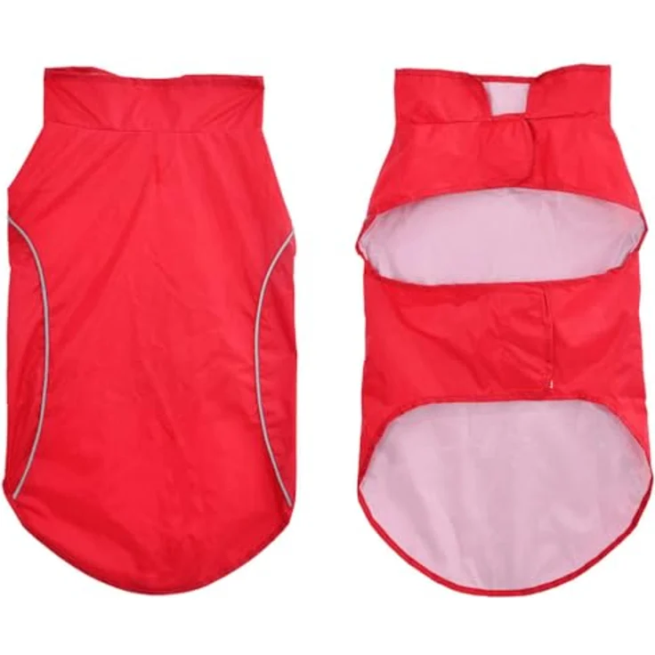 vidaXL Hunde Regenmantel L, wasserdicht mit Reflexstreifen, Polyester, rot, für Welpen – Bild 4