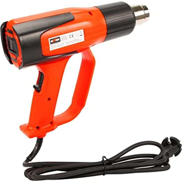 Grafner digitale Heißluftpistole mit LCD Anzeige, 2000 Watt, regulierbar 60-600 °C in 10 Grad Schritten, 4 Düsen, 300 – 500 Liter/min wählbar, Entlacken, Schrumpfen, Heißluftgebläse LED Display – Bild 4