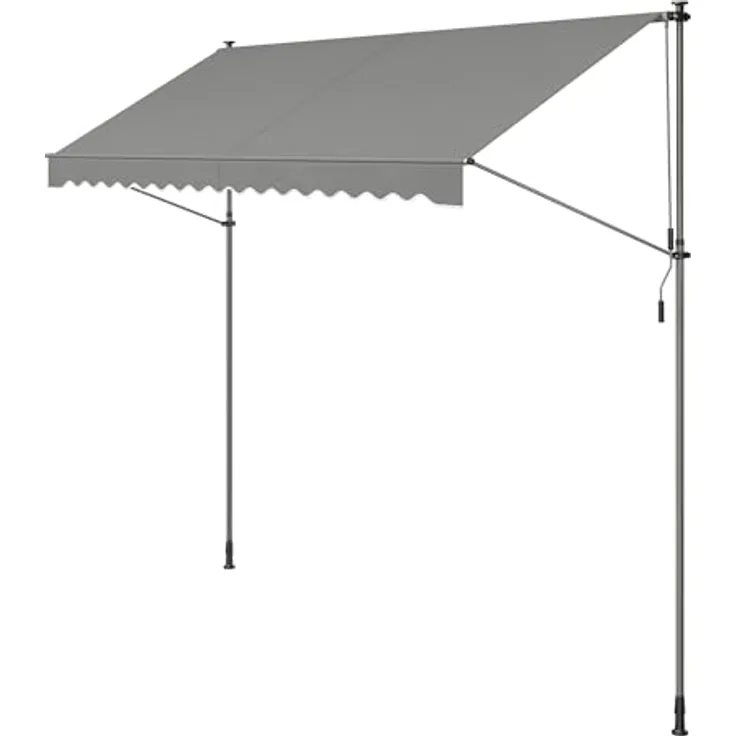 SONGMICS Klemmmarkise, höhenverstellbar, mit Handkurbel, Sonnenschutz, 350 x 120 cm, grau