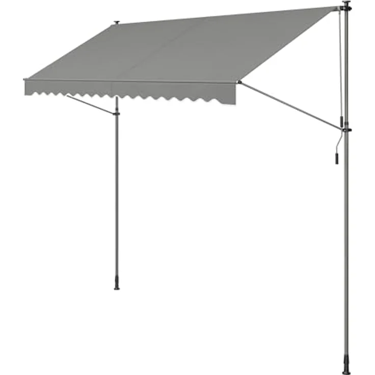 SONGMICS Klemmmarkise, höhenverstellbar, mit Handkurbel, Sonnenschutz, 350 x 120 cm, grau – Bild 1