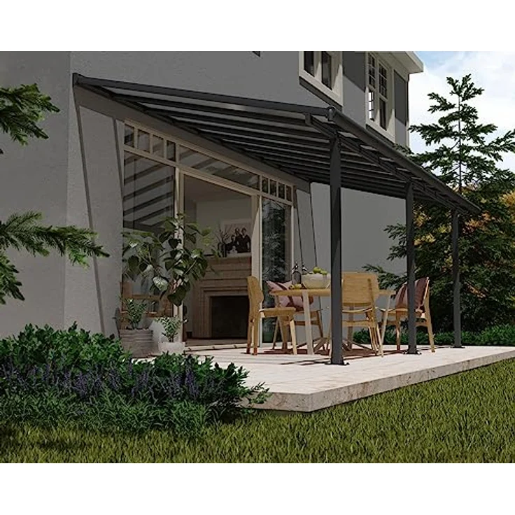 CANOPIA Terrassenüberdachung Alu Olympia 3X6.10 Polycarbonat Pergola 619 x 295 cm Grau - UV-Schutz, einfache Montage, langlebig – Bild 3