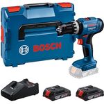 Bosch Professional GSB 18V-25, Akku-Schlagbohrschauber mit 2x 2 Ah Akku, Ladegerät und L-BOXX