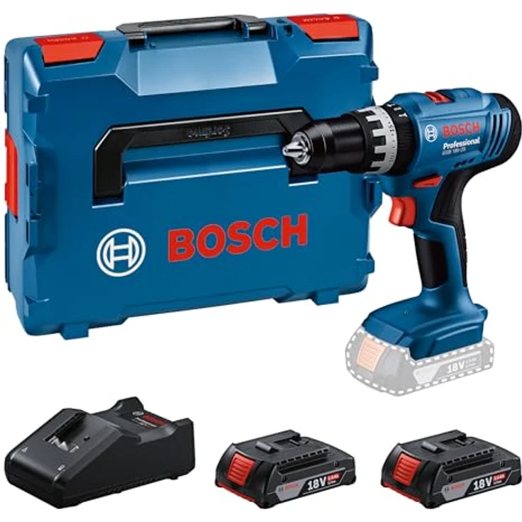 Bosch Professional GSB 18V-25, Akku-Schlagbohrschauber mit 2x 2 Ah Akku, Ladegerät und L-BOXX – Bild 1