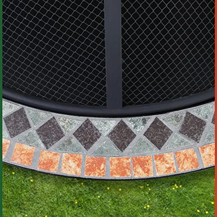 Deuba Feuerstelle Mosaik Sevilla rund 76 cm Feuerrost Funkenfluggitter Abdeckung Feuerschale Feuerkorb Steinoptik – Bild 4