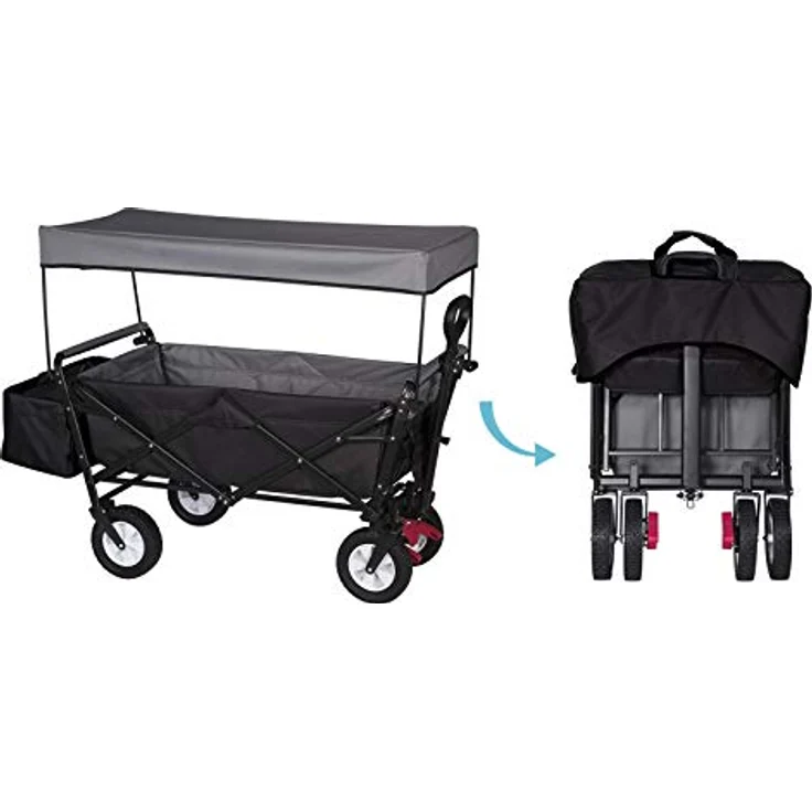 WOLTU Faltbarer Bollerwagen XXL, Handwagen mit abnehmbarem Sonnendach, Feststellbremse und 80kg Tragkraft, Anthrazit – Bild 5