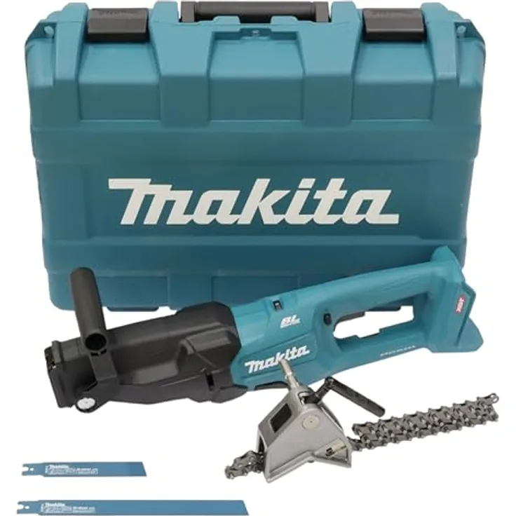 Makita 40V Akku-Reciprosäge JR003GZ Solo, kraftvolle Säbelsäge mit einstellbarer Hubzahl und Kettenhalterung für präzise Schnitte in Metall und Holz