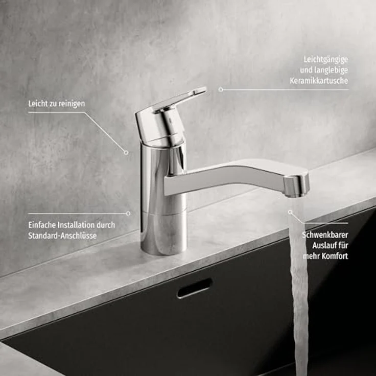 HANSA Hanspolo Spültisch-Einhand-Einlochbatterie, 216 mm Ausladung, 120° schwenkbar, 12 l/min Durchflussmenge – Bild 8