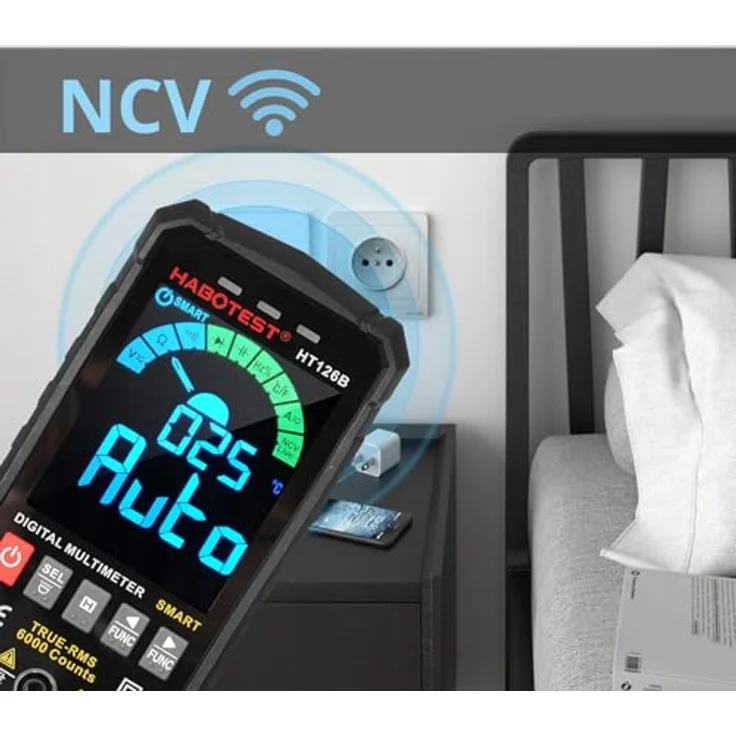 Habotest HT126A, Digitales Universalmultimeter mit großem Display, LED-Taschenlampe und Silikontasten – Bild 3