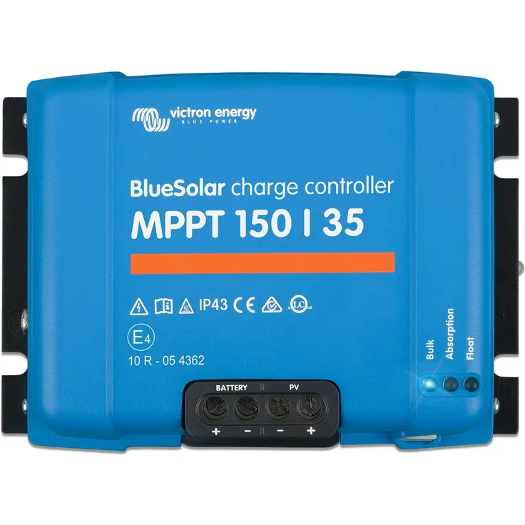 Victron MPPT 150/35, BlueSolar Laderegler 12/24/48V, 35A, 500W bei 12V, 1.000W bei 24V, programmierbare Ladealgorithmen, integrierter Verpolungsschutz