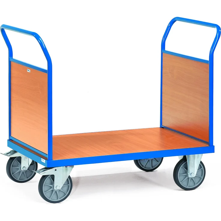Fetra Doppel-Stirnwandwagen 2521, Transportwagen aus geschweisstem Stahlrohr, 600 kg Tragkraft, RAL 5007, TPE-Bereifung