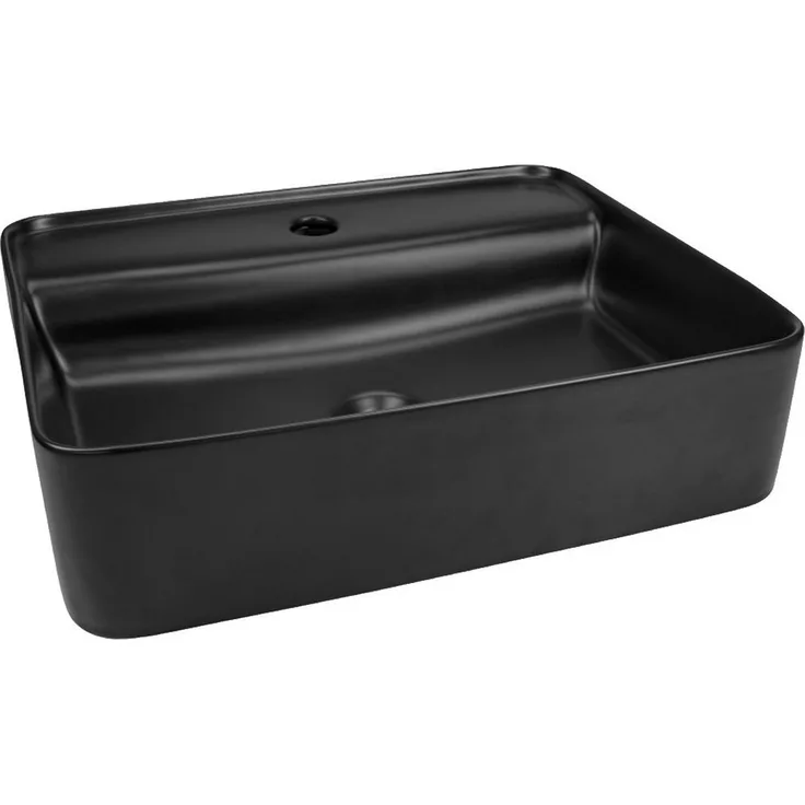 CORNAT Aufsatzwaschbecken Aufsatzwaschtisch BAICCO 50cm Black, CE Konform, 500x430x140mm, ohne Überlauf
