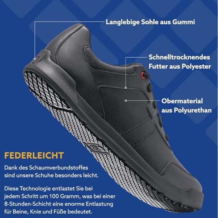 Shoes For Crews LIBERTY WOMENS schwarz Sicherheitsschuh wasserabweisend, Damen Arbeitsschuh mit eng zulaufender Sohle und Vegan-Zertifikat – Bild 4