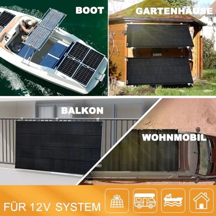 enjoy solar Full Black Monokristallin Solarmodul 100W 12V, PERC-Zellen, Leistungsgarantie bis 10 Jahre (90%) und 25 Jahre (80%), wetterfeste Oberfläche, 182mm 10BB Zellen – Bild 4