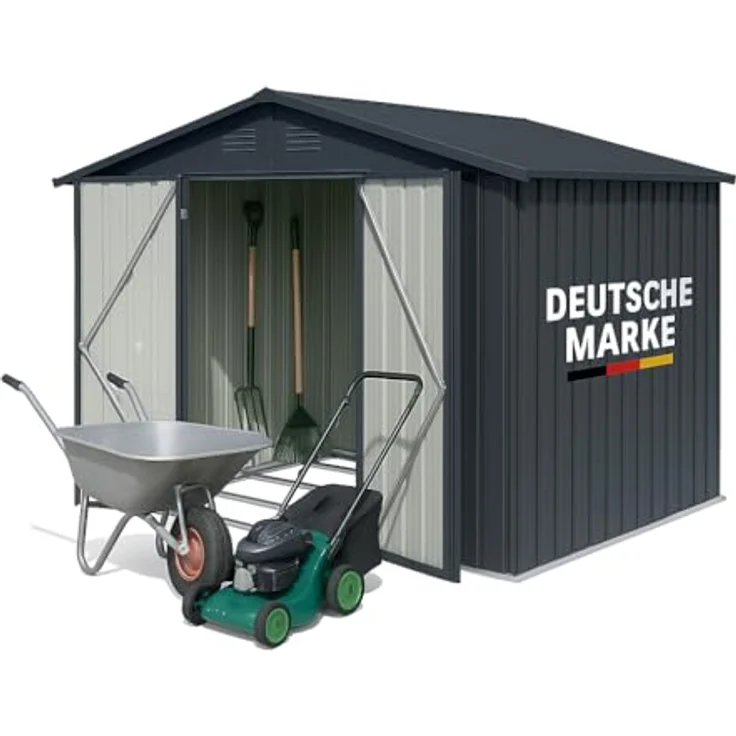 Albatros Profi Gerätehaus XL, verzinktes Metall in Anthrazit (RAL 7016), 259x189x192cm, 9,4m³, wetterfest, inkl. Schloss & Werkzeughaken – Bild 1