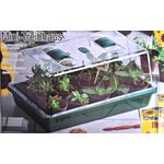 BURI Gewächshaus Mini-Zimmergewächshaus Anzuchttöpfe Anzuchtschale Frühbeet Treibhaus G, Transparenter Deckel, Wasserdichte Aussaatschale, Maße 38 x 24 x 18 cm