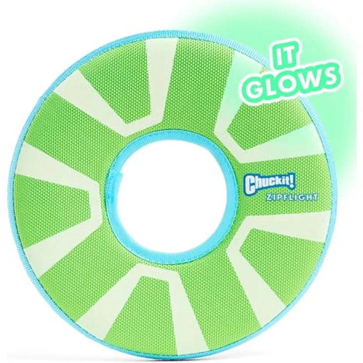 Chuckit! CH32304 Zipflight Max Glow, schwimmfähige Frisbee für Hunde, 21 cm Durchmesser, leuchtet im Dunkeln – Bild 3
