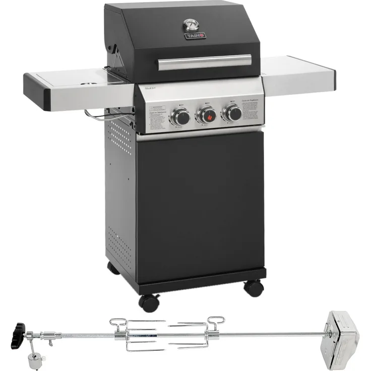 TAINO Gasgrill TAINO BLACK 2+1 Gasgrill Set mit Drehspieß, 1x Gasgrill, 1x Drehspieß, 116 x 50 x 115 cm (LxBxH)
